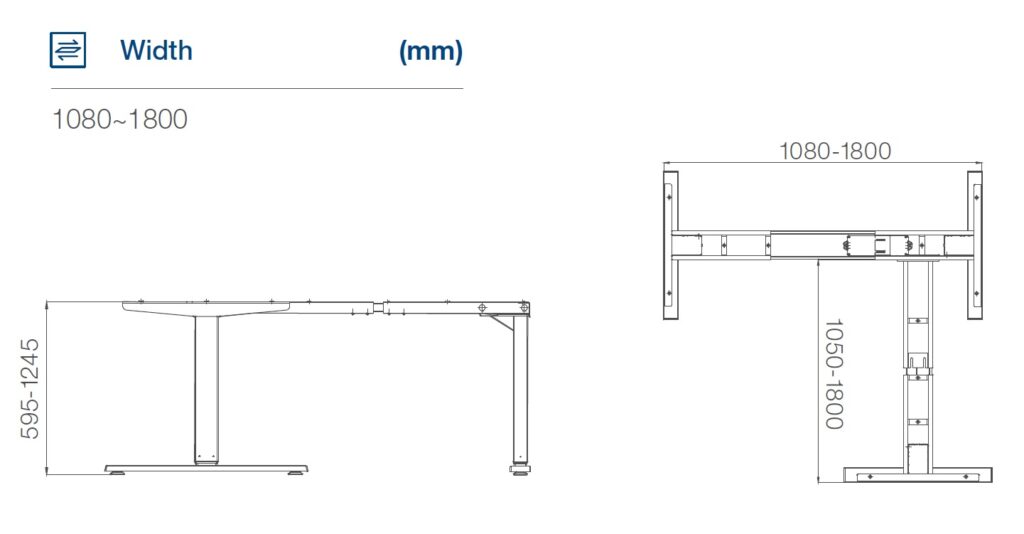 Dimension of single motor desk