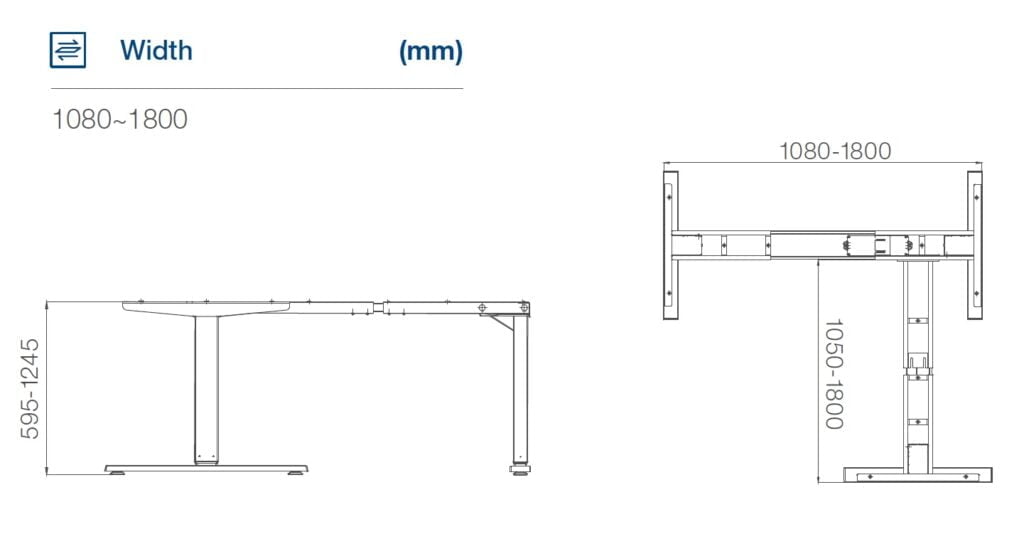 Single Motor Sit and Stand Desk 3 Dimension of single motor desk