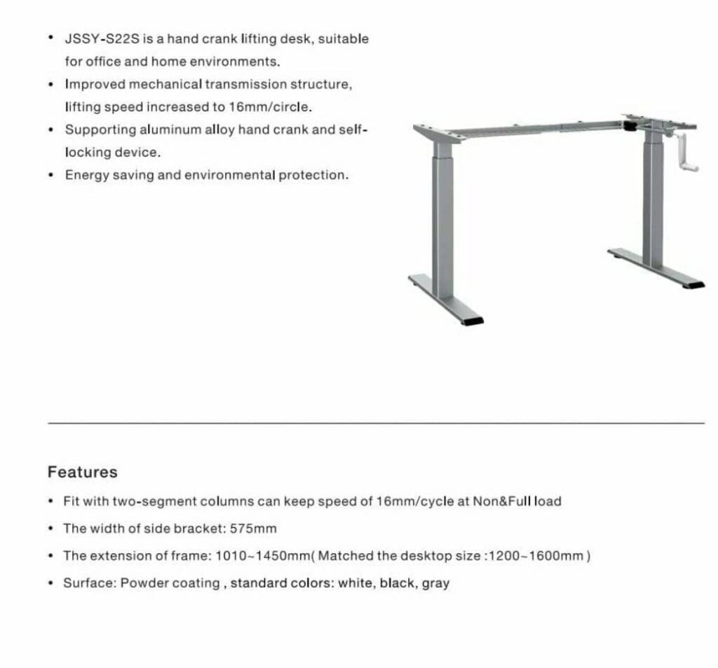 Manual Height Adjustable Table Features