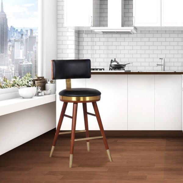 Black wooden gold plated high bar stool