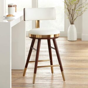 Wooden Gold Plated Leatherette High Bar Stool