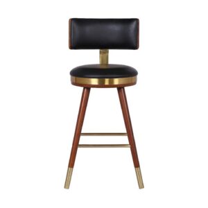 Black wooden high bar stool front