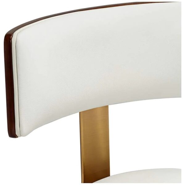Gold plated white leather counter stool