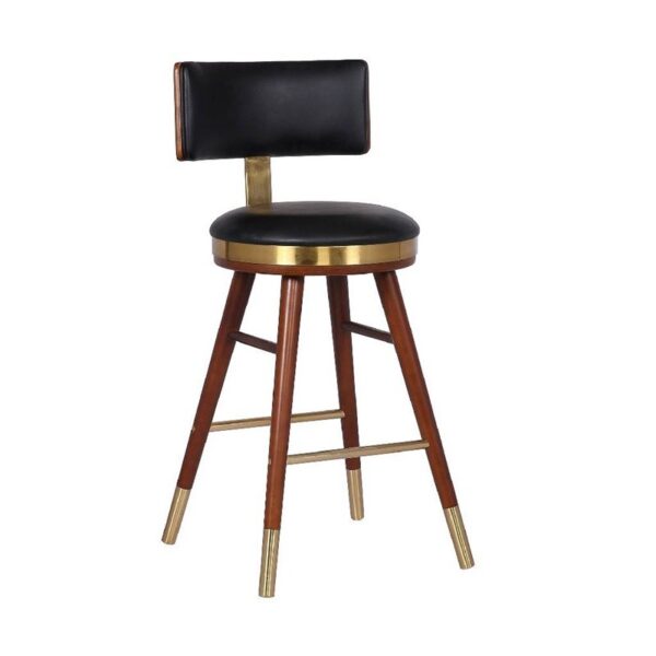 Wooden high bar stool gold plated