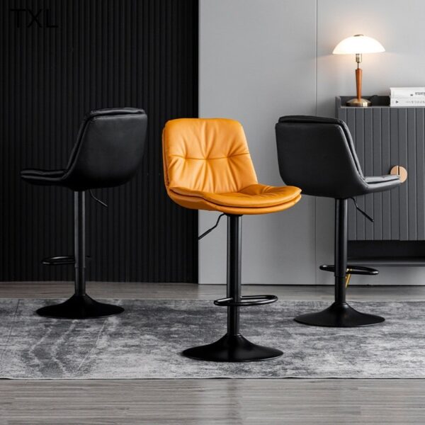 orange and black high counter bar stool
