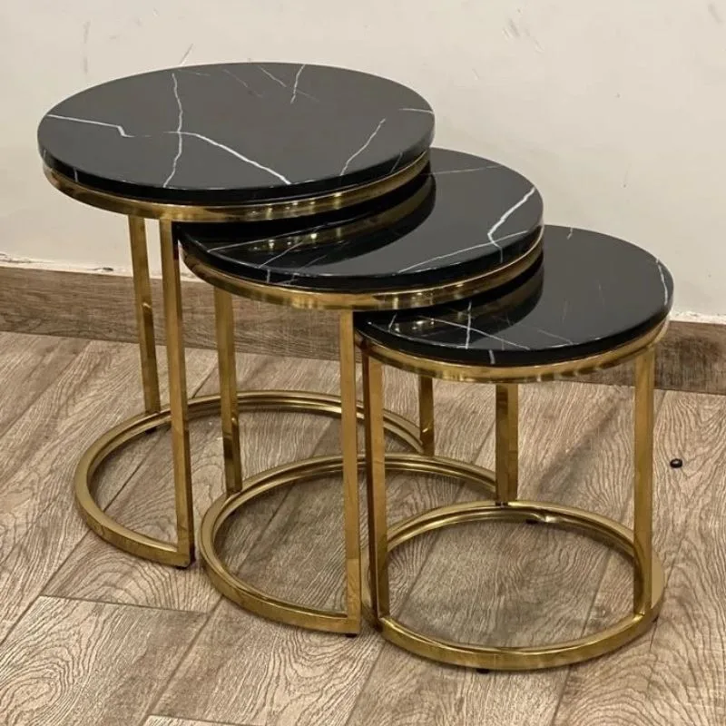 Round Marble Top Nesting Table Set of 3