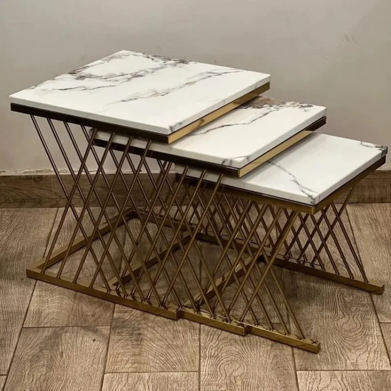 Square Marble Top Nested Side Table Set of 3