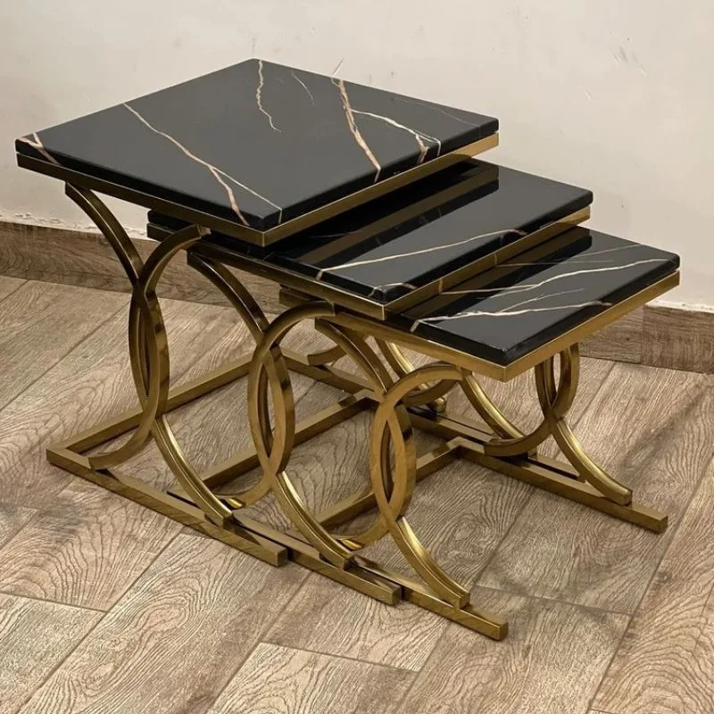 Square Side Table With Black Marble Top