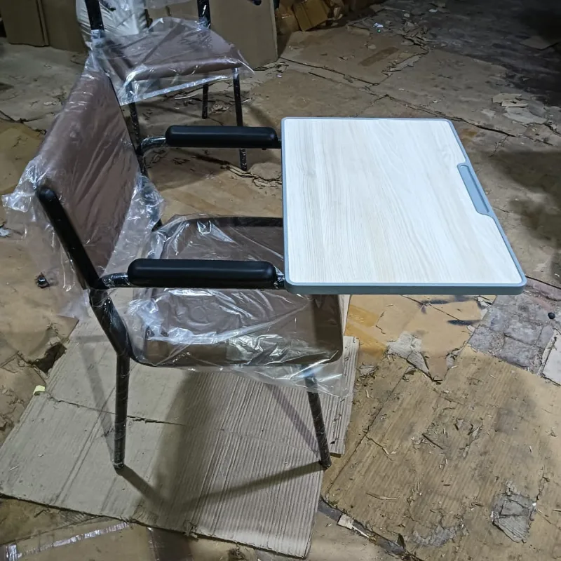 Leatherette Training Room Chair With Full Writing Pad