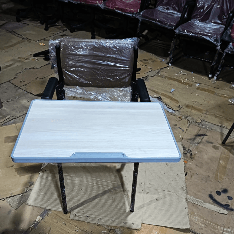 Leatherette Training Room Chair With Full Writing Pad