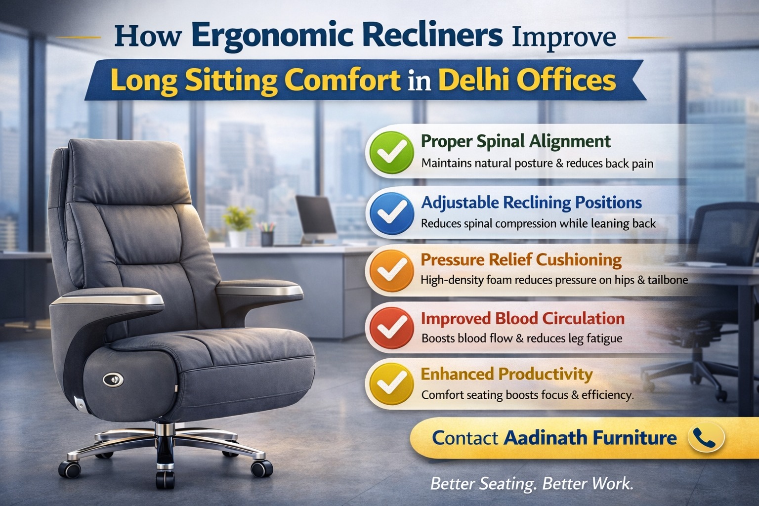 How Ergonomic Recliners Improve Long-Term Sitting Comfort in Delhi Offices