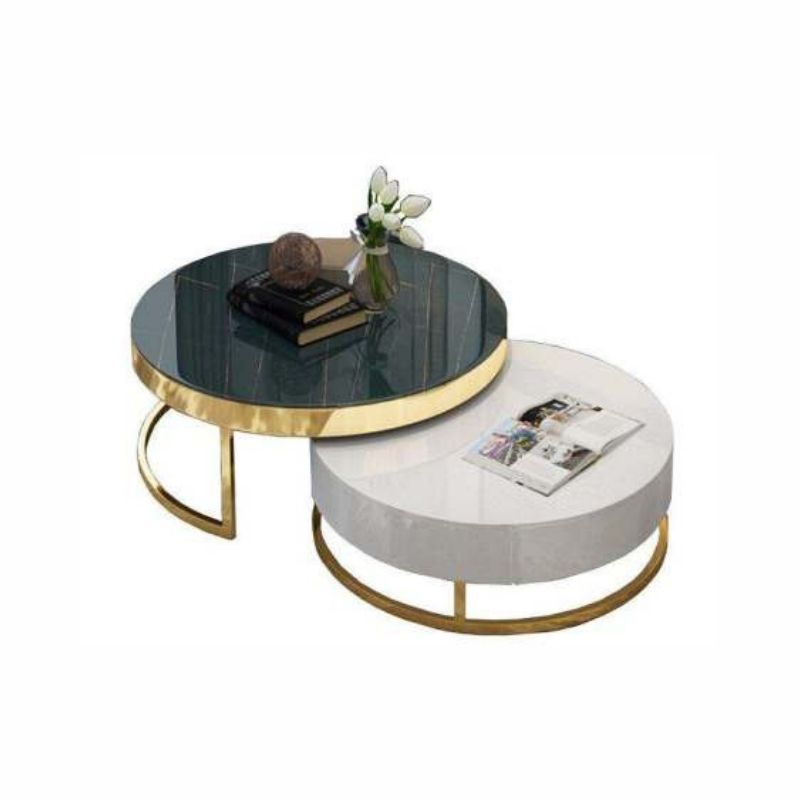 Elegant Dual Set of Sofa Table With Storage